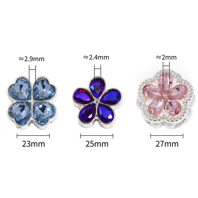 Wholesale 10pcs Heavy Camellia Diamond Ball Four-leaf Clover Rhinestone Beads