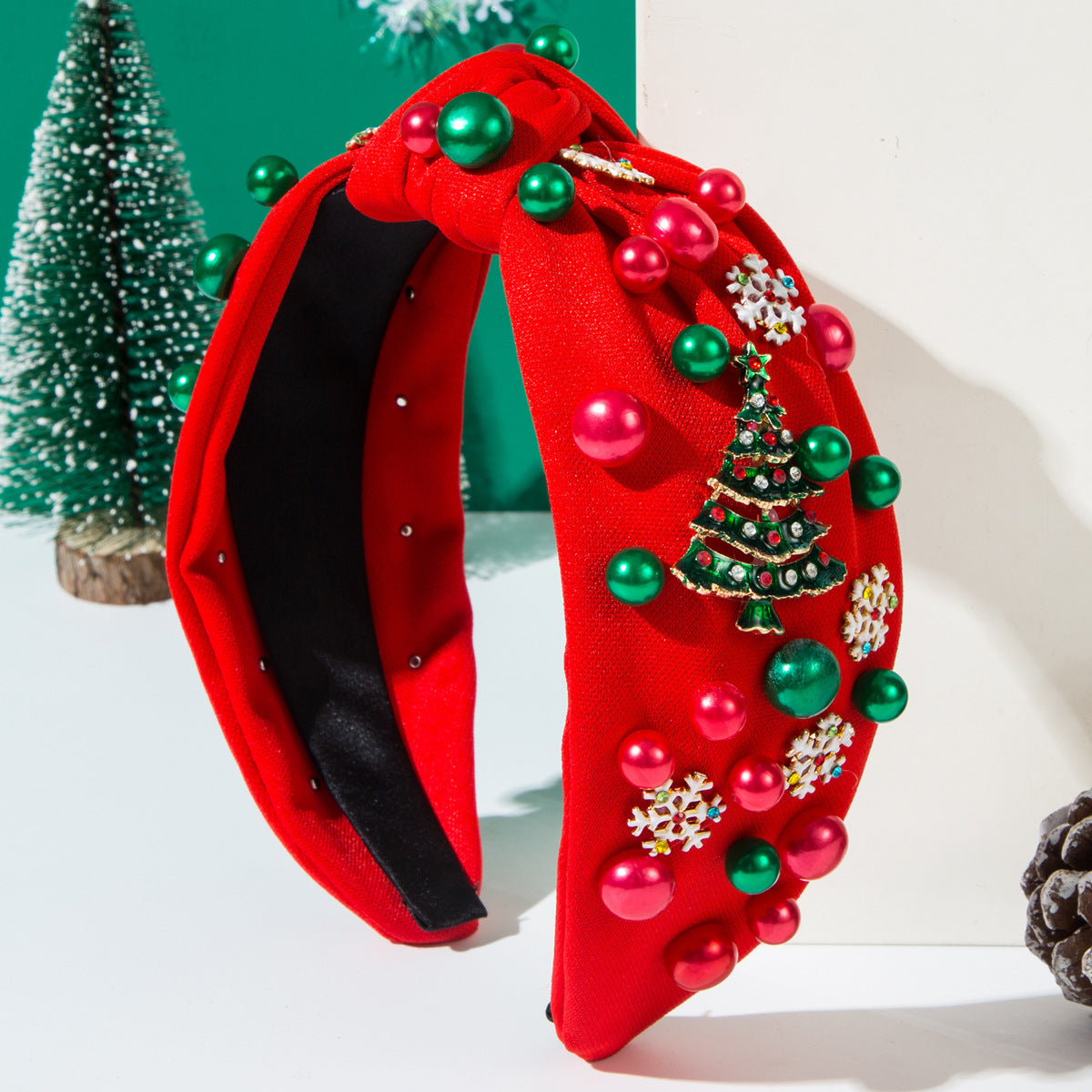 Wholesale Hot Selling Christmas Red and Green Alloy Three-dimensional Christmas Series Hair Accessories