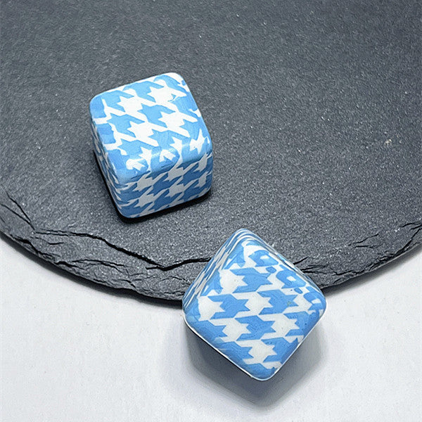 Wholesale 10pcs/pack 14mm Acrylic Houndstooth Printing Square Beads