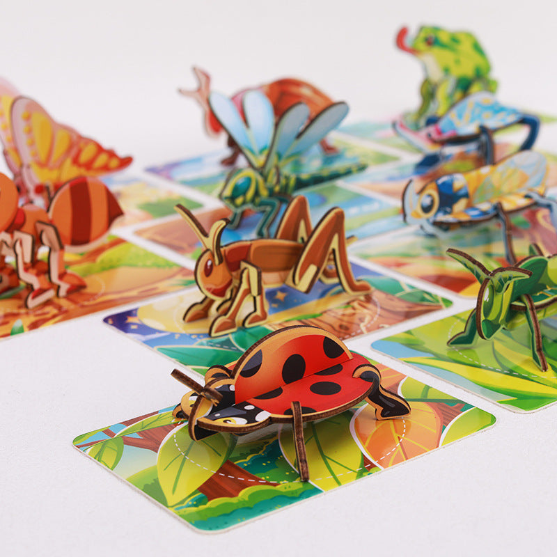 Wholesale Assembled Building Blocks, Insect Enlightenment Cognition, Wooden Educational Jigsaw Puzzle