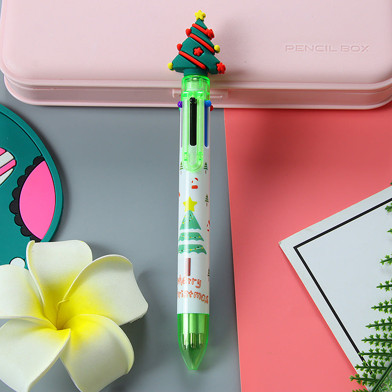 Wholesale Christmas 6 Color Plastic Ballpoint Pens