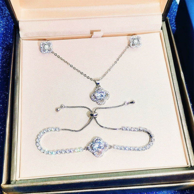 Conjunto de diamantes al por mayor de 3 pendientes de cobre