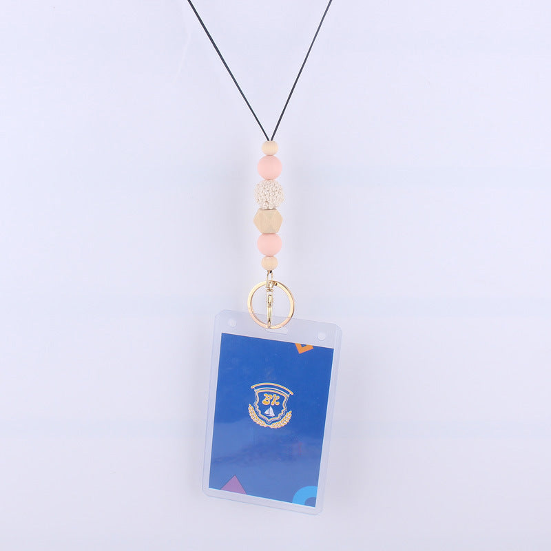 Wholesale Silicone Beaded Lanyard ID Keychain