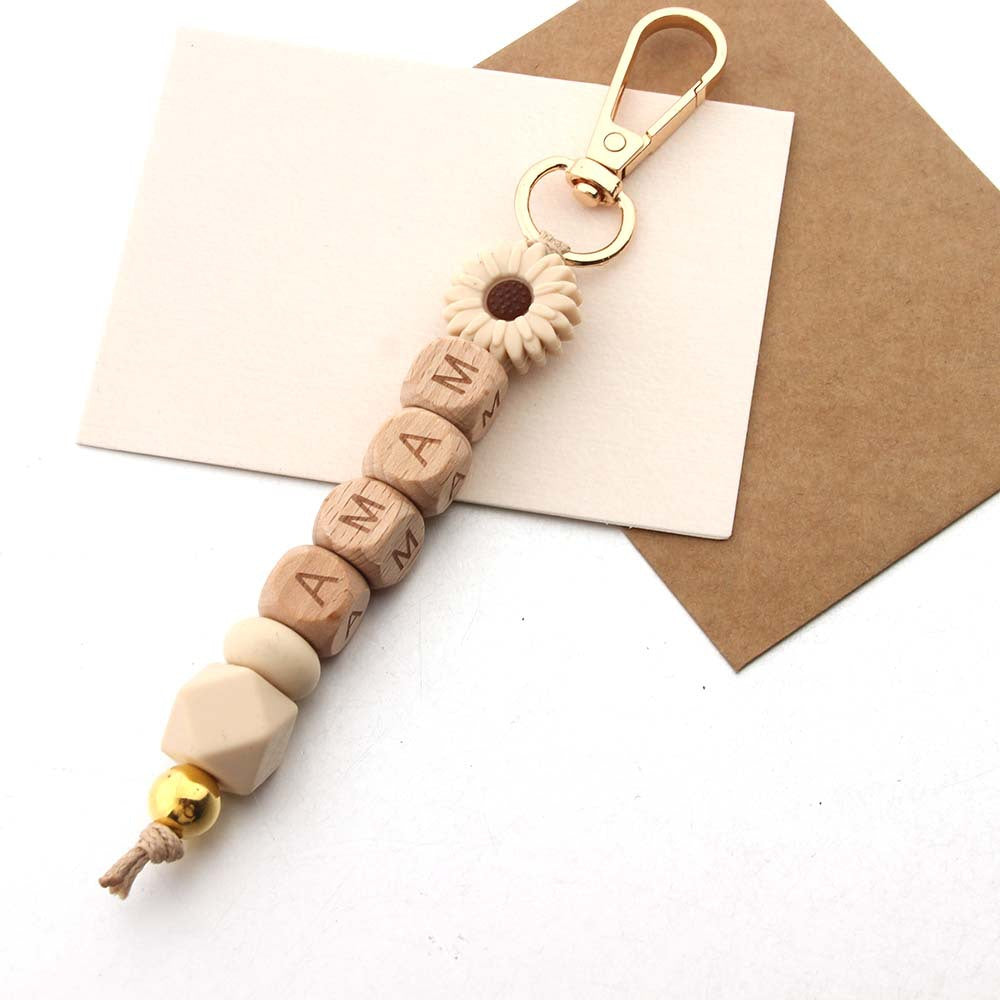 Wholesale Silicon Daisy Silicone Beads Keychain