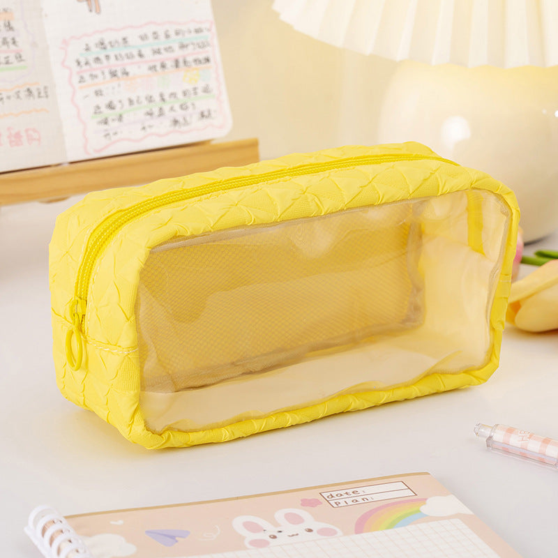 Wholesale Polyester PU Large Capacity Transparent Pencil Case