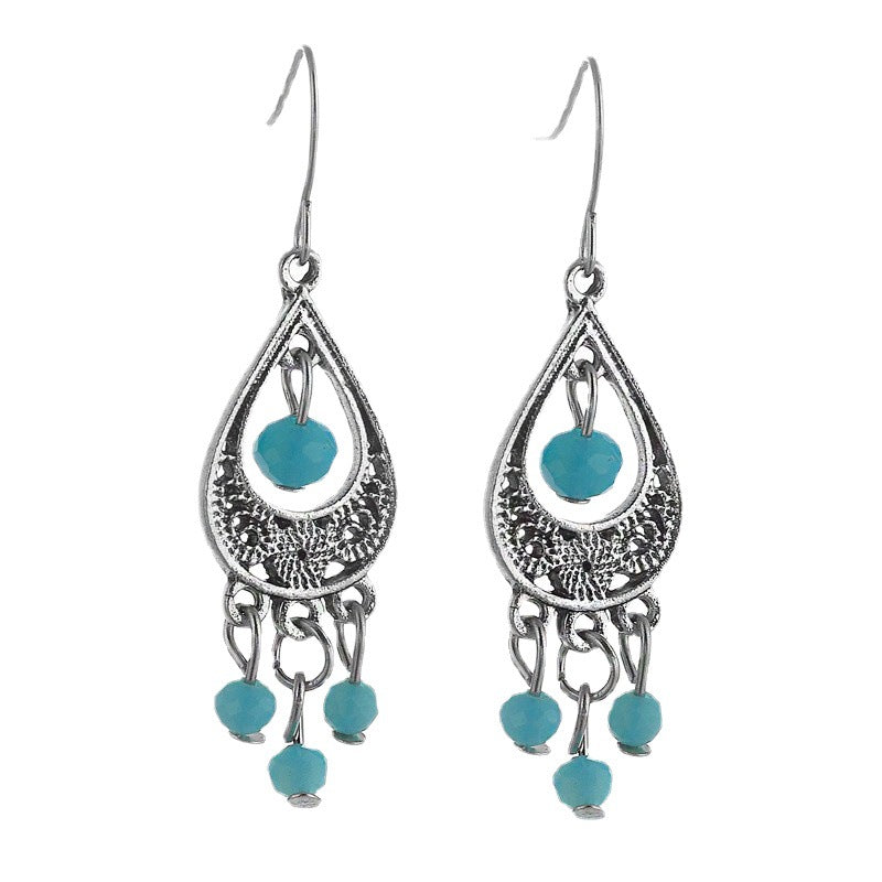 Wholesale Hollow Out Droplet Turquoise Alloy Earrings