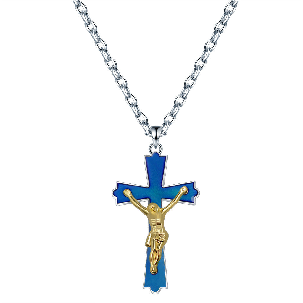 Wholesale Stainless Steel Cross Thermochromic Necklaces