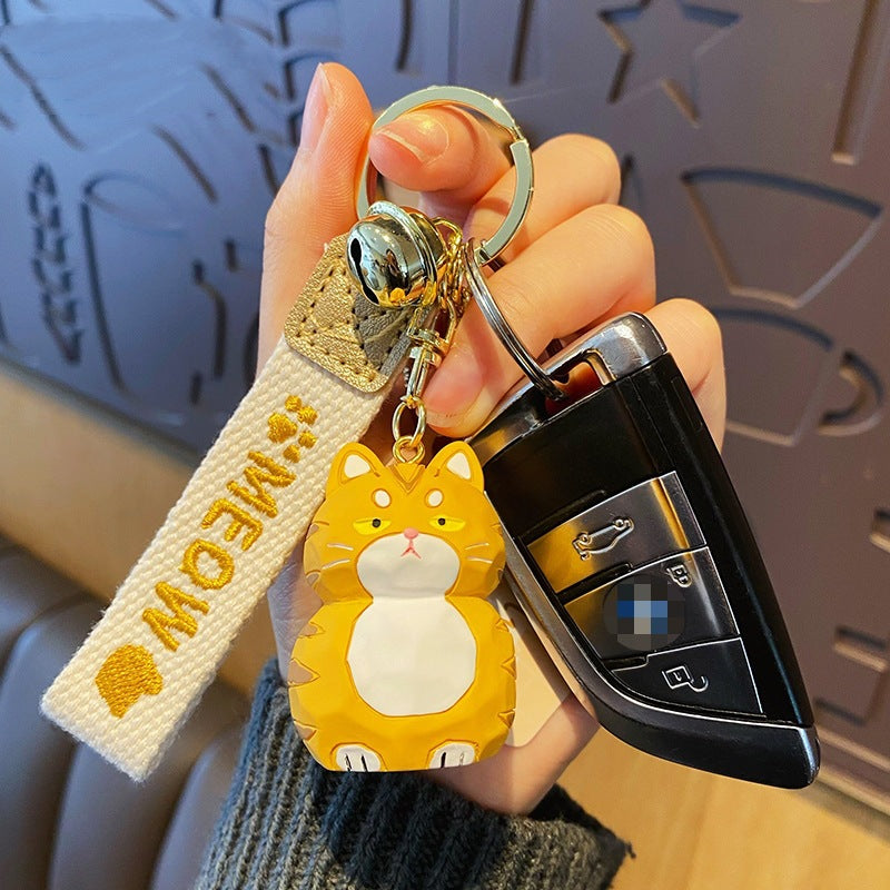 Wholesale Cartoon Wood Carved Cat Resin Keychain