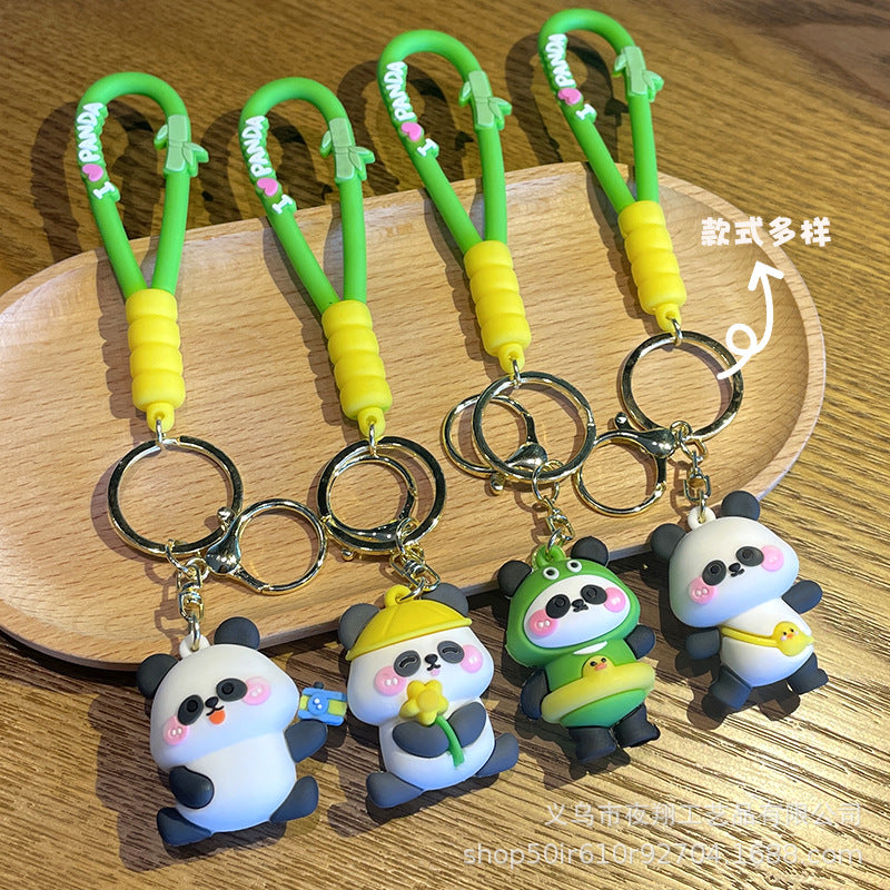 Wholesale Cute Panda Travel Keychain Rubber Doll Car Bag Key Chain Pendant Gift