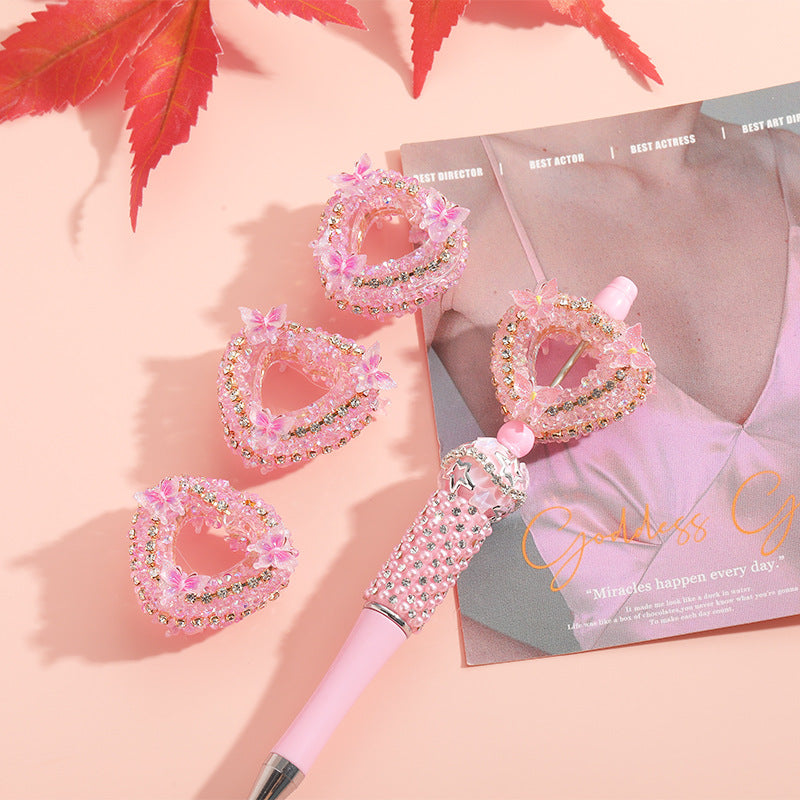 Wholesale Love Hollow Butterfly Full Diamond Straight Hole Heavy Loose Beads