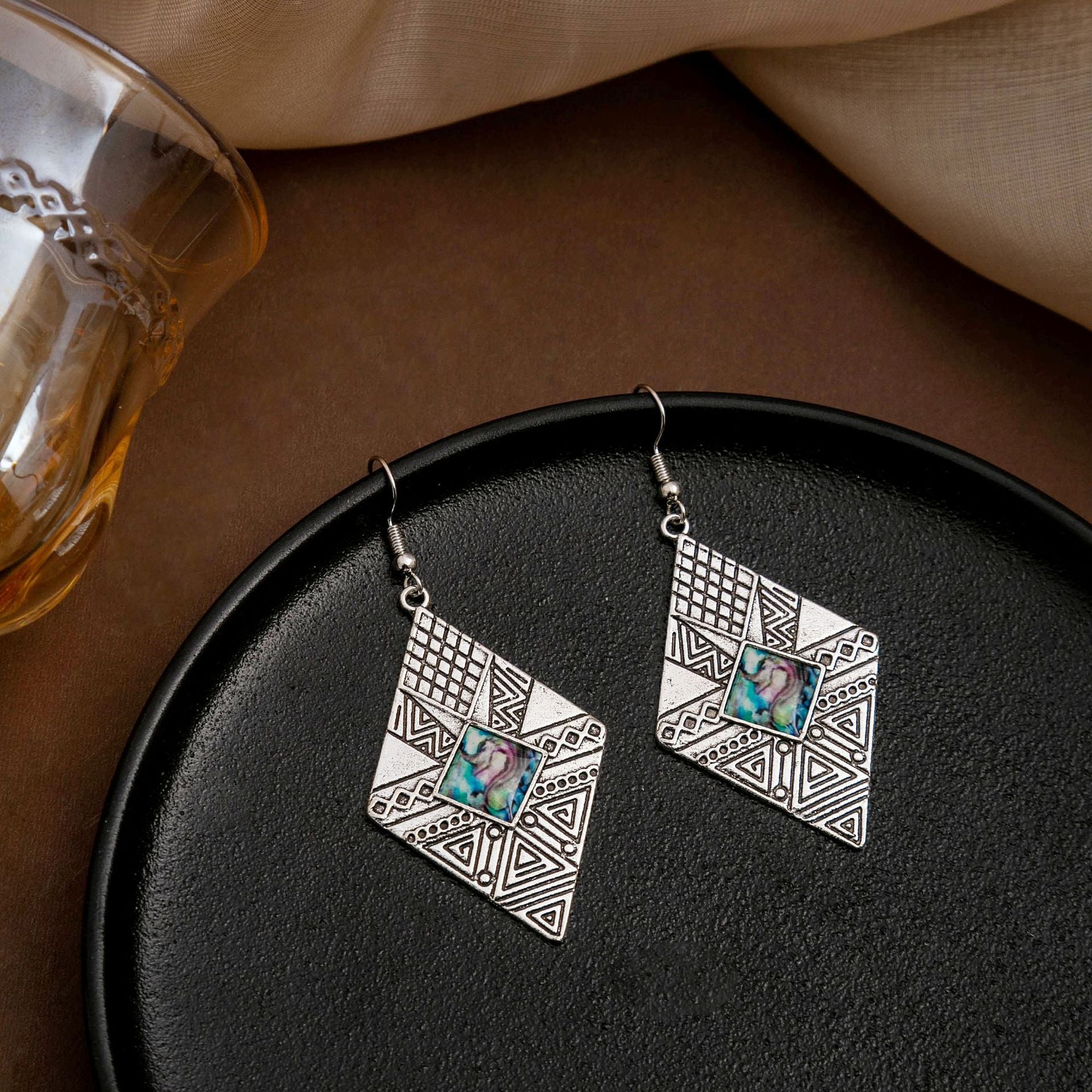Wholesale Geometric Quadrilateral Alloy Earrings