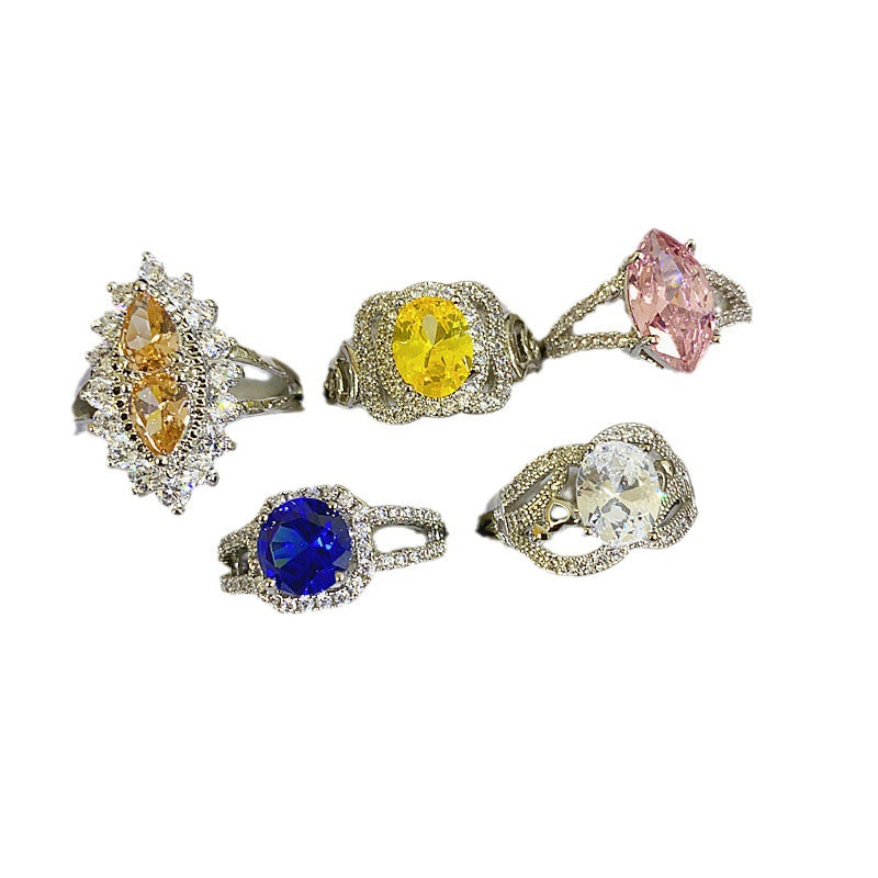 Wholesale 5PCSColorful Zircon Micropaved Gemstone Ring