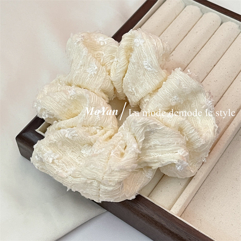 Wholesale Small Fragrant Cream, White Lace Edge, Large Intestine Hair Ring