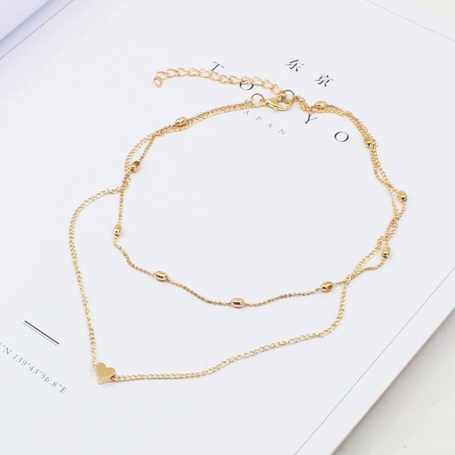 Wholesale Copper Peach Heart Multi-layer Clavicle Chain Necklace