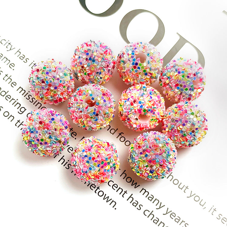 Wholesale 16MM Round Ball Straight Hole Beads Sequin Hanging Beads Jewelry Accessories