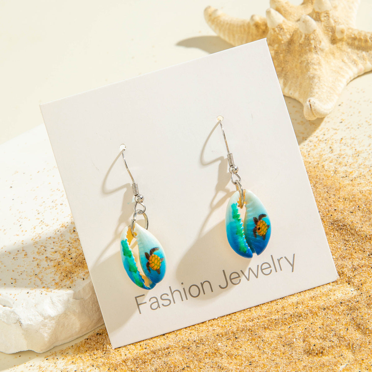 Wholesale Bohemian Resin Shellfish Starfish Holiday Style Ocean Series Earrings