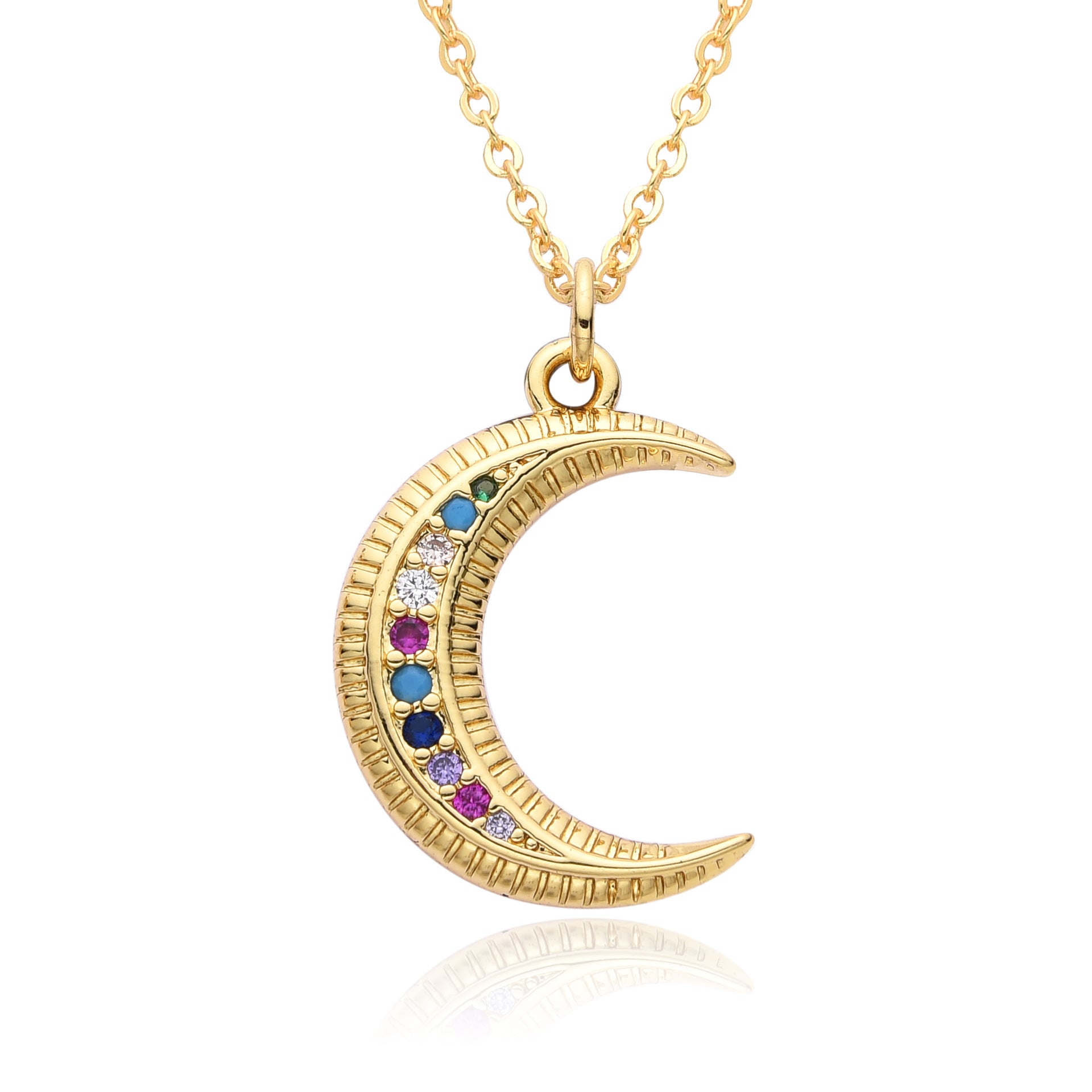 Wholesale Moon Full Diamond Necklace Clavicle Chain
