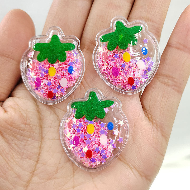 Wholesale Quicksand Fruit PVC Transparent Sequin Children's Hair Clip DIY Accessories
