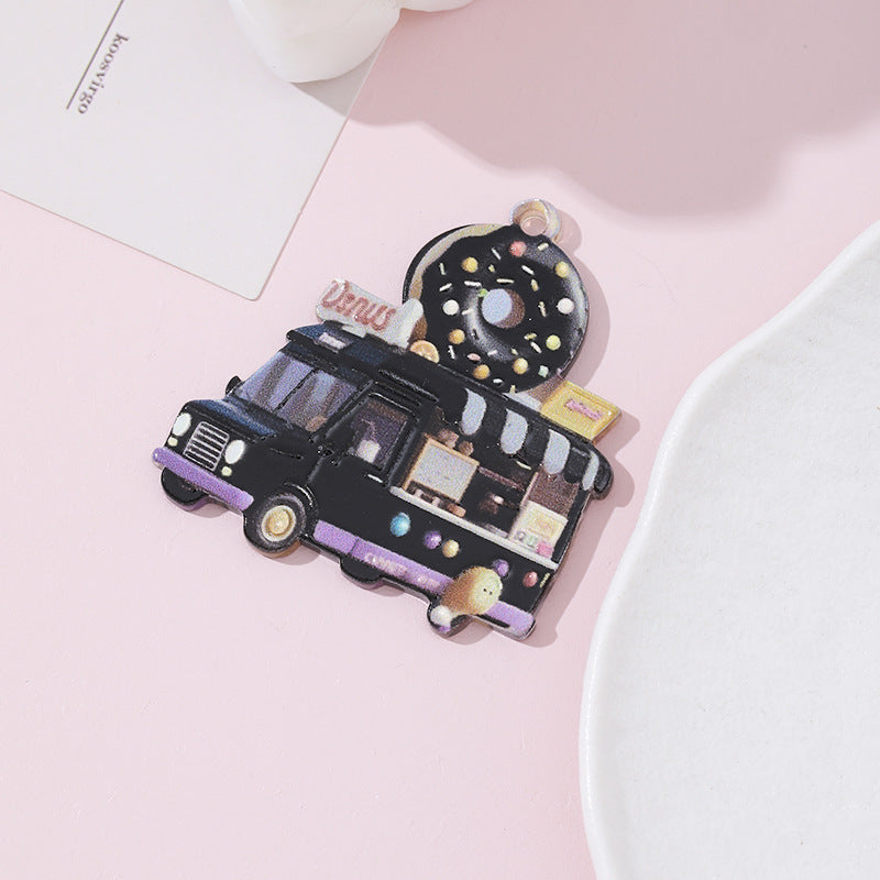 Wholesale 10pcs/ pack cute car donut hanging pendant diy mobile phone chain keychain