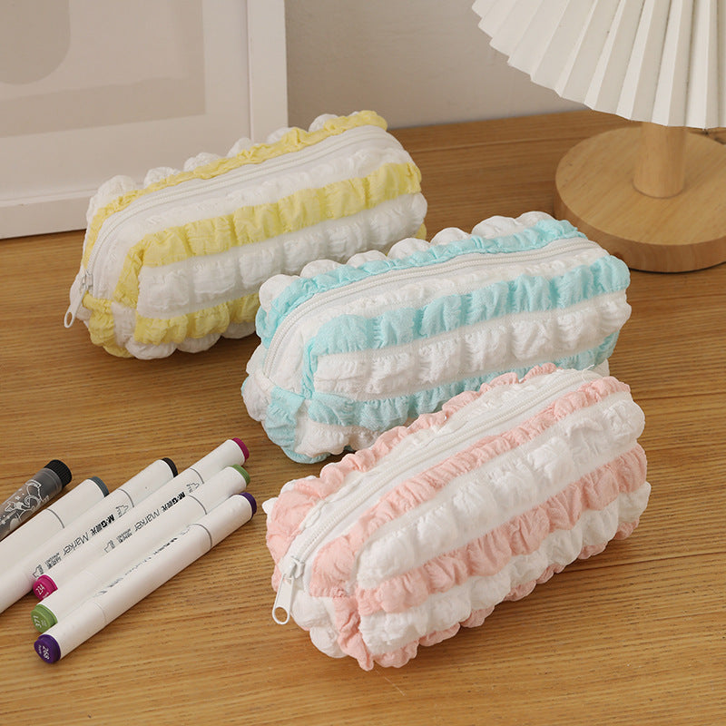 Wholesale Color Block Striped Large Capacity Pencil Case