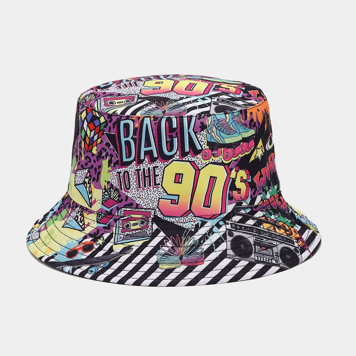 Wholesale  classic 80 90party fisherman hat men's and women's fashion positioning graffiti double-sided basin hat tide