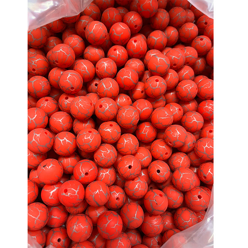 Wholesale 10PCS 15mm Watermark Explosion Pattern Silicone Beads