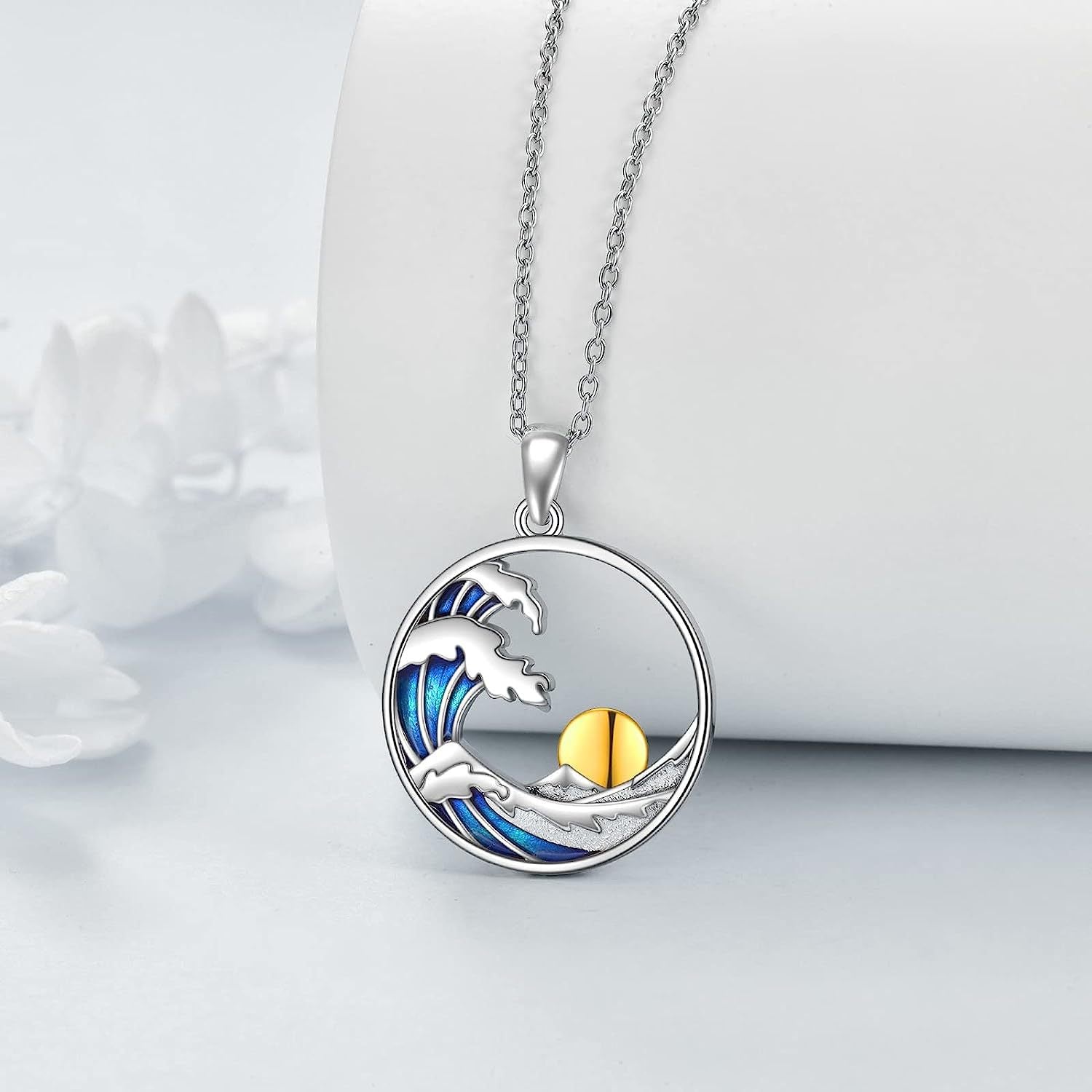 Wholesale Ocean Wave Sun Round Hollow Necklace