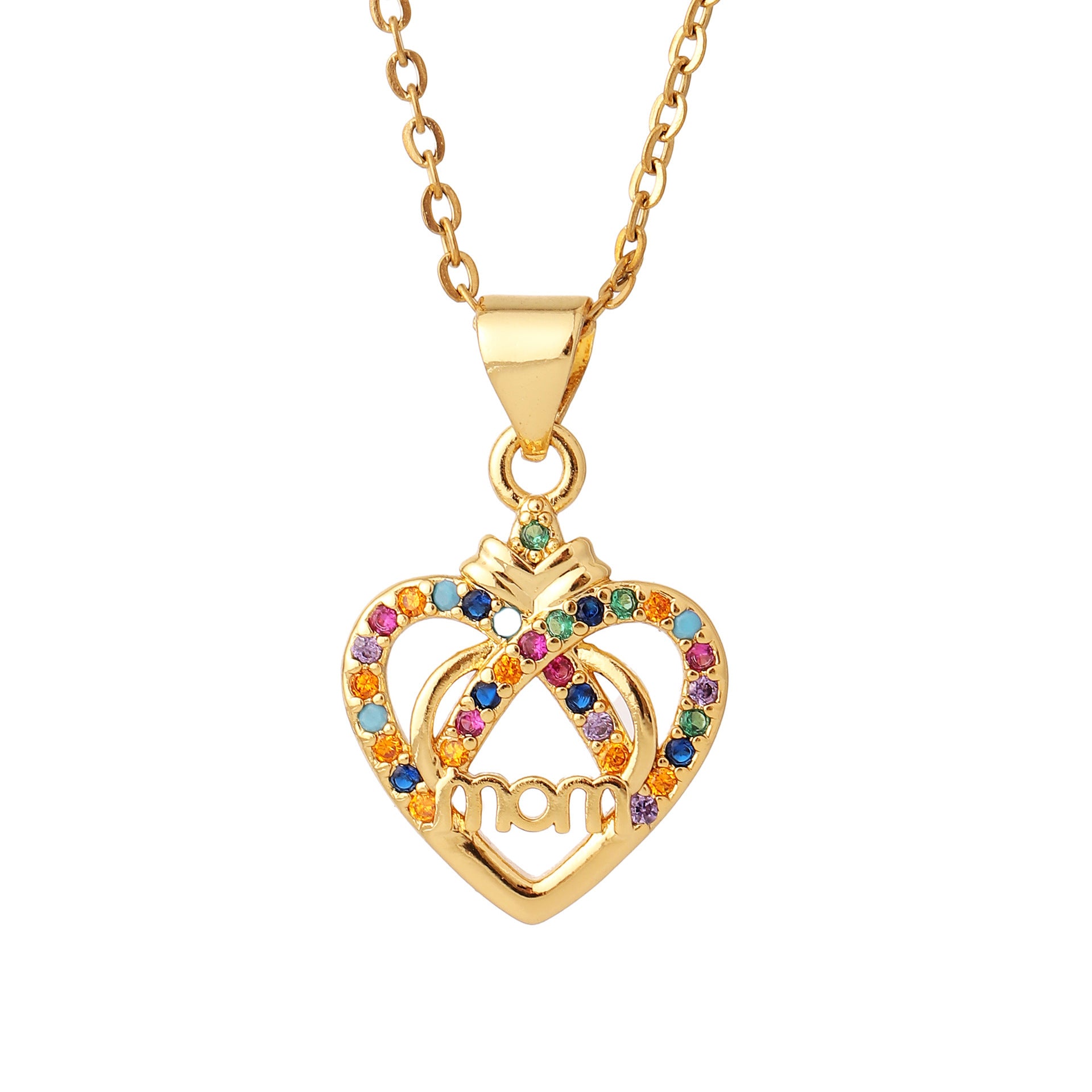 Wholesale Mother's Day Zircon Love Copper Necklaces