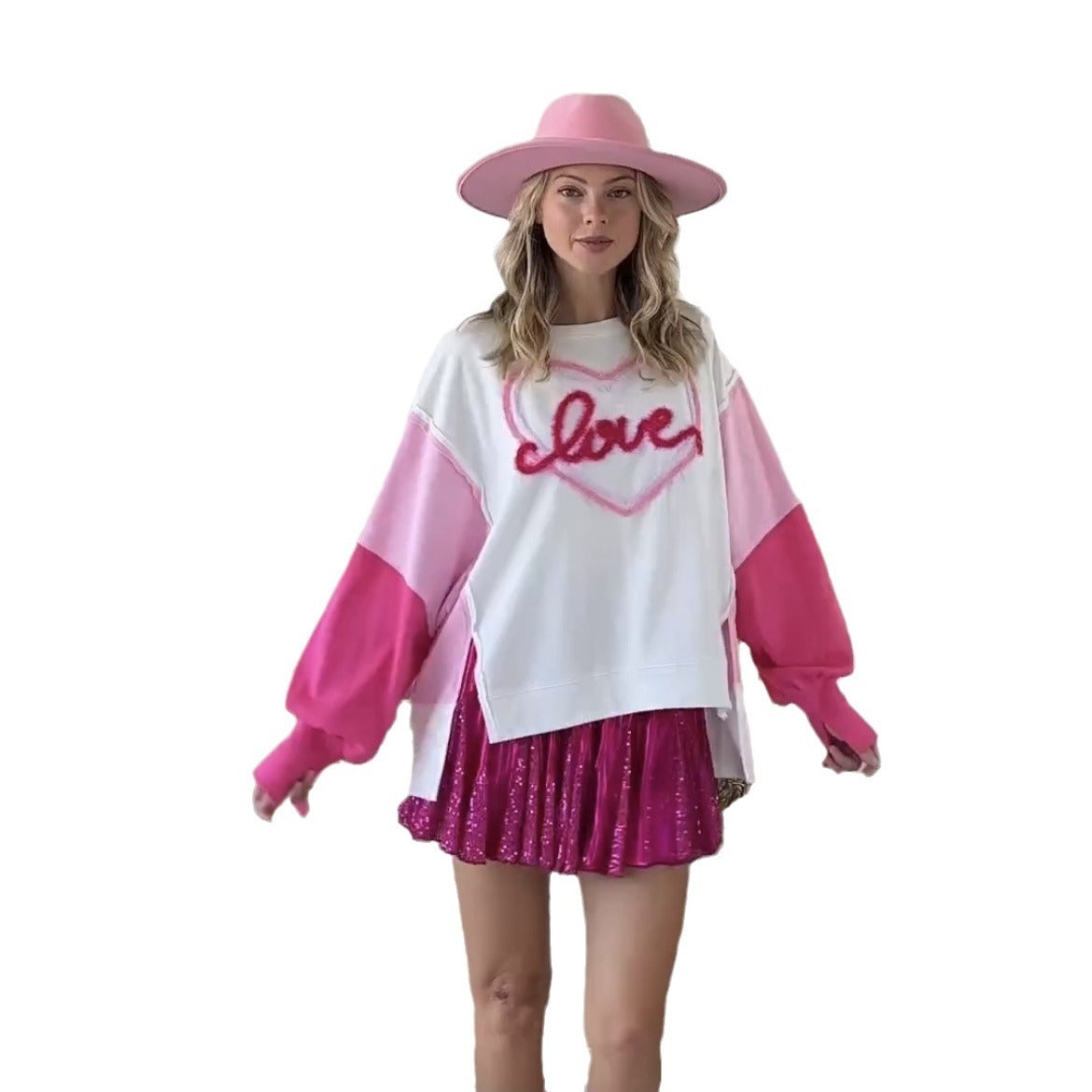 Wholesale Valentine's Day Cotton Polyester Embroidered Long Sleeved Hoodies