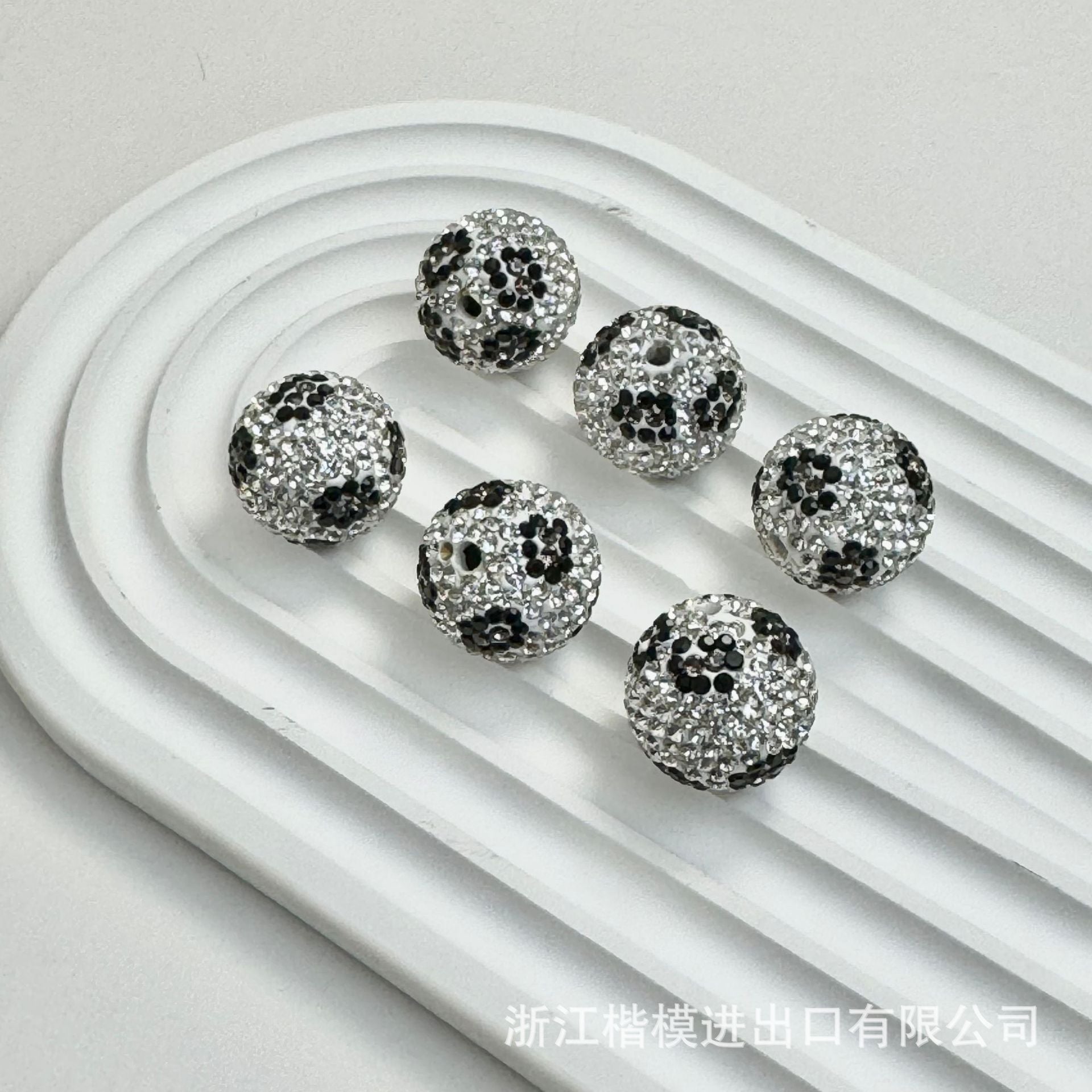 Wholesale 50PCS DIY Leopard Print Ball Hollow Rhinestone Ball Spacer Beads