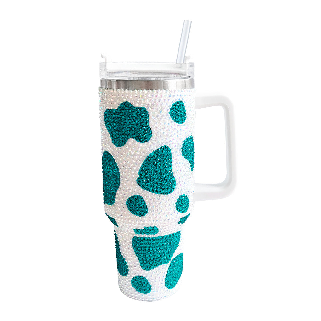 Wholesale Tumbler Ice Bullies Cup  40oz Cow Pattern Diamond-encrusted Portable Thermos Tumbler Cup
