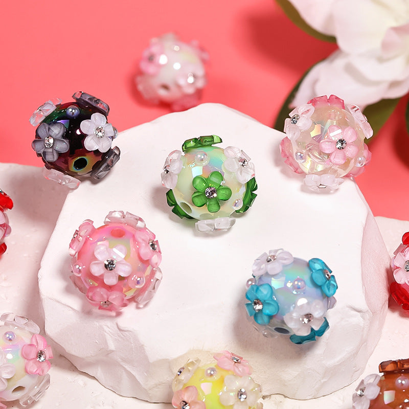 Wholesale 5pcs/pack Heavy industry DIY beaded pen accessories pearl flower acrylic beads