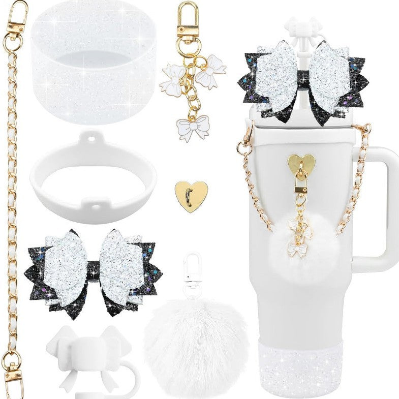 Wholesale Straw hat cup set cup chain colorful begonia flower key chain set