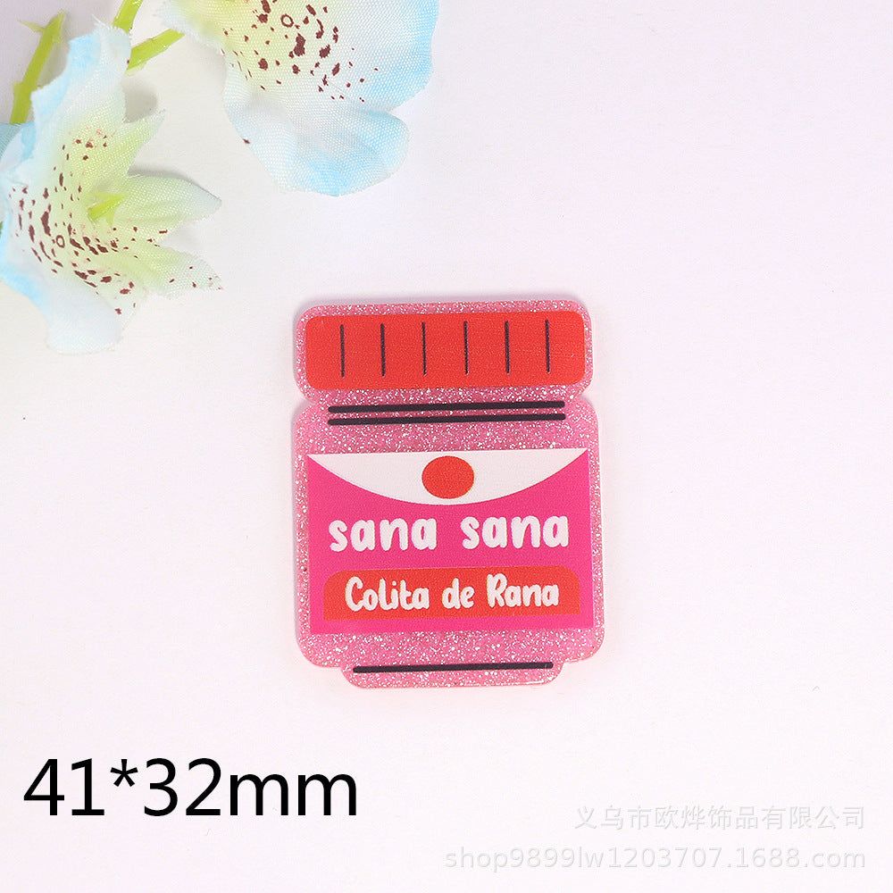 Wholesale 10 new pink cartoon jewelry acrylic DIY patches