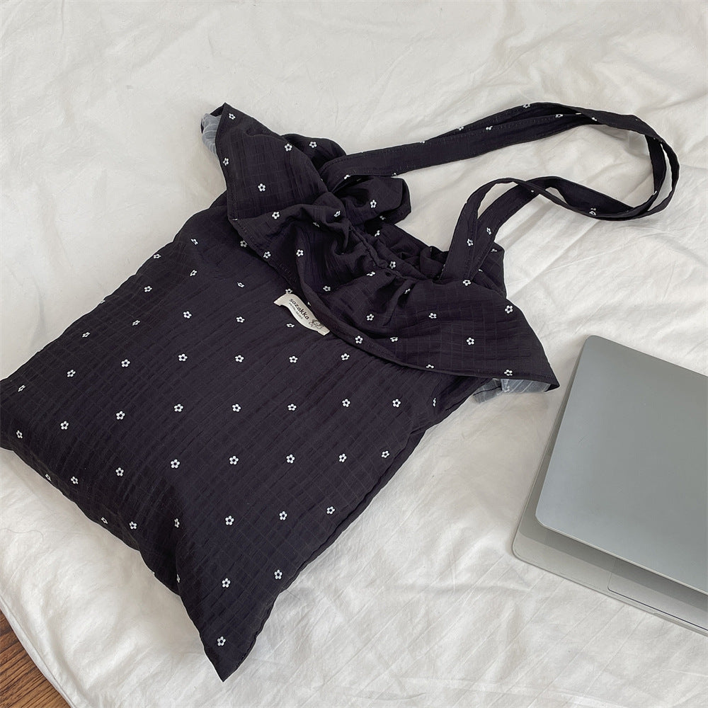 Wholesale Chiffon ruffle shoulder bag cute cherry canvas bag