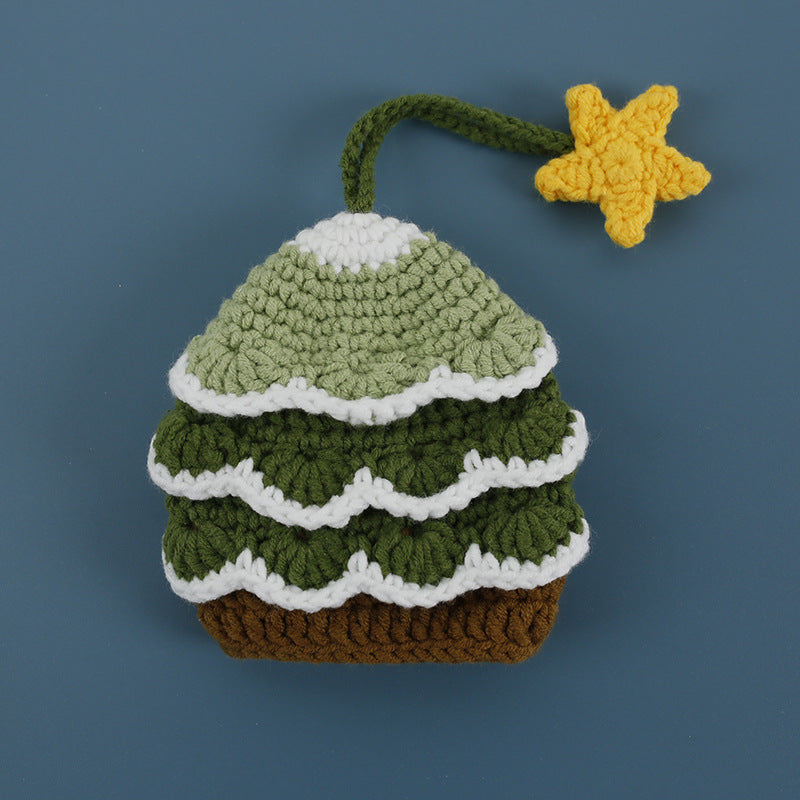 Wholesale Handmade Yarn Christmas Tree Hand Knitted Key Bag