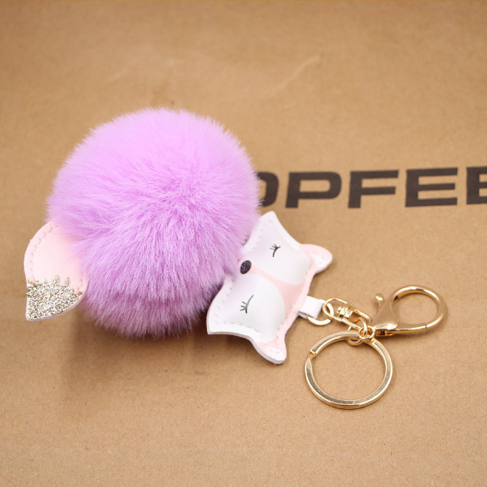 Wholesale Fox Pu Leather Plush Bag Keychain
