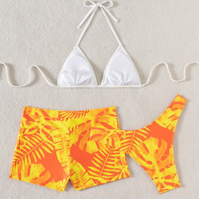 Wholesale Two-piece printed swimsuit three-piece set