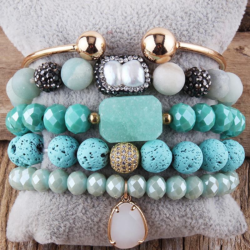 Wholesale natural stone crystal glass bead bracelet