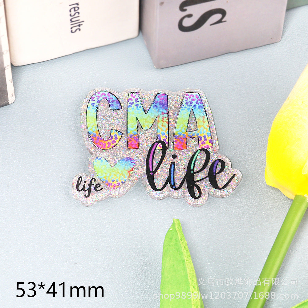 Wholesale 10pcs Cartoon pencil letters bag accessories acrylic DIY