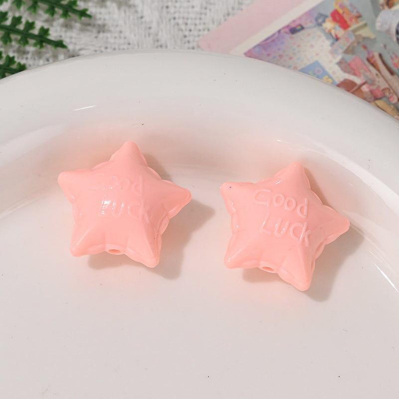 Wholesale 10pcs/pack Colorful Acrylic Lucky Star Straight Hole Beads