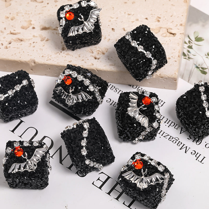 Wholesale 5PCS Halloween Full Diamond Devil Eye Bat Skull Acrylic Sugar Beads
