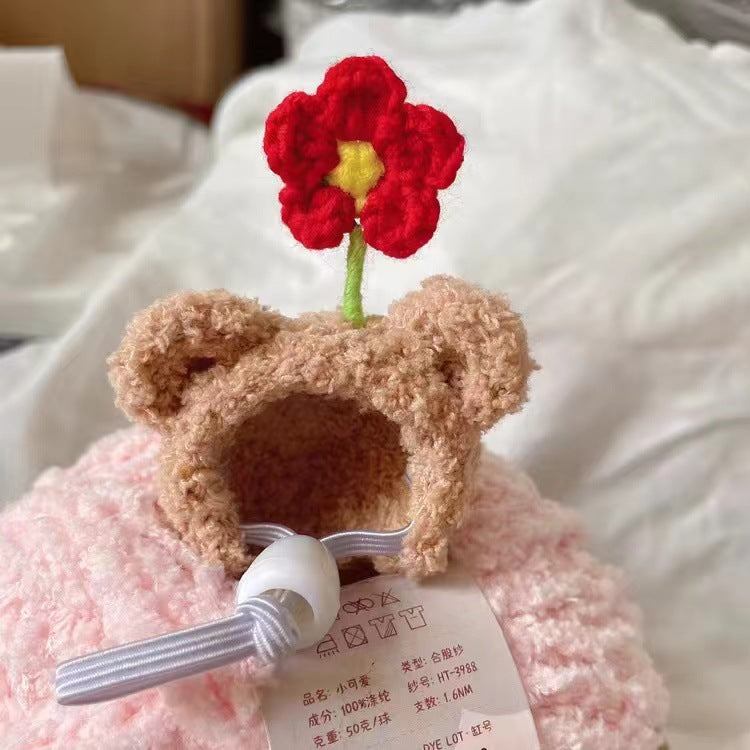 Wholesale plush cute small hat photography props handmade crocheted pet wool hat Winter Mini