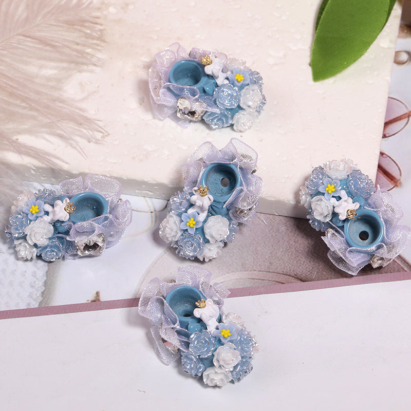 Wholesale 10pcs Heavy Resin Camellia Crystal Shoes Full of Diamond Beads