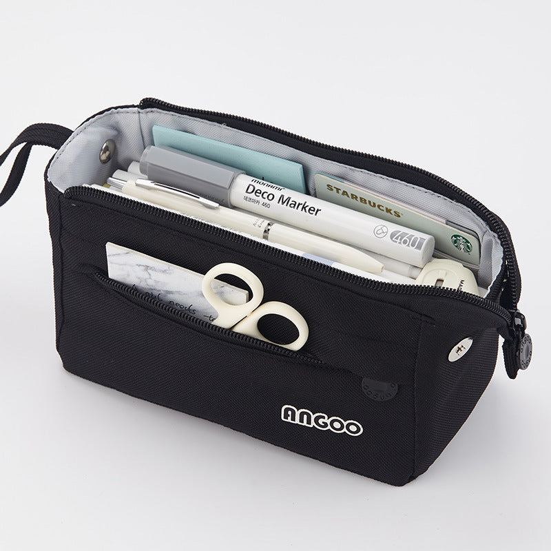 Wholesale Portable Open Solid Color Canvas Pencil Case