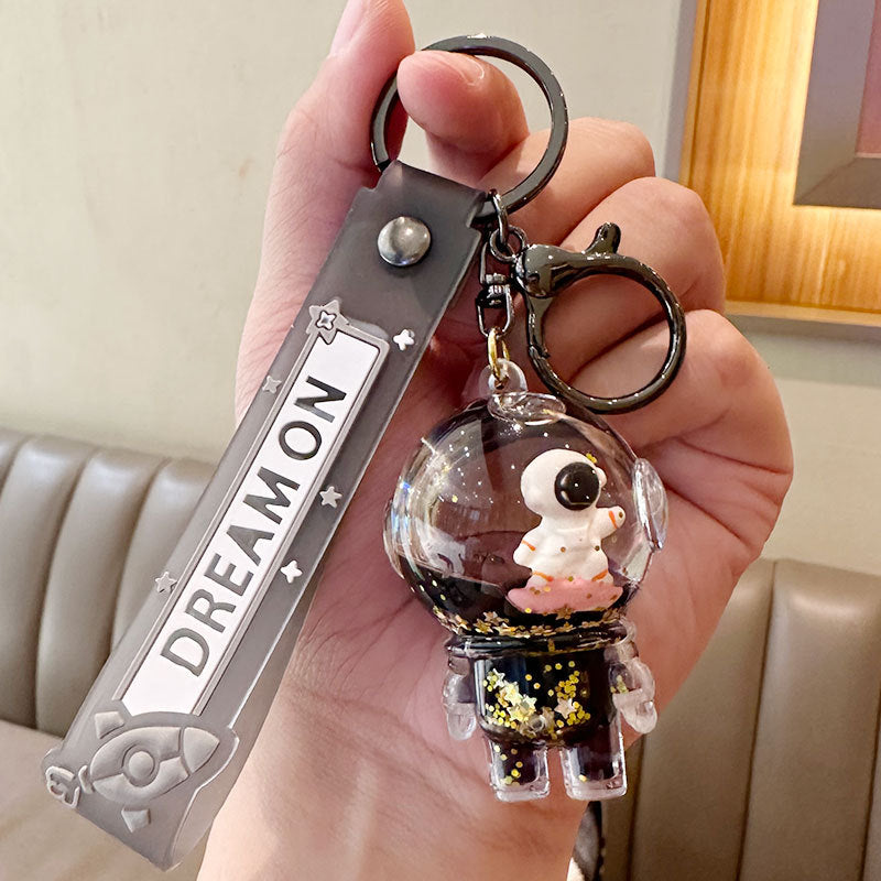 Wholesale Cartoon Floating Bottle Astronaut Car Quicksand Acrylic Keychain