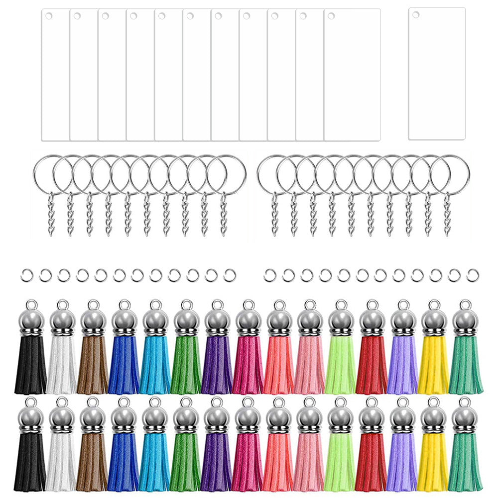Wholesale 120pcs Acrylic Blank Keychain Tassel Tassel Pendant Set