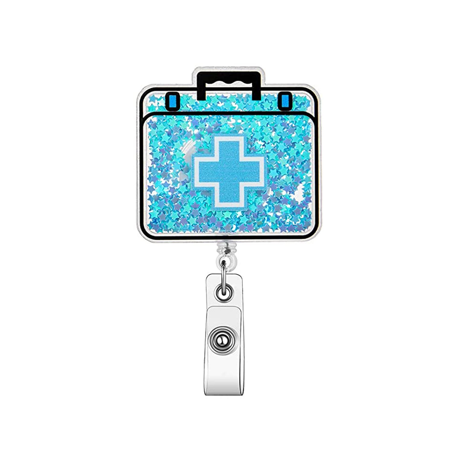 Wholesale Badge Reels Acrylic Quicksand Doctor Nurse Retractable Keychain