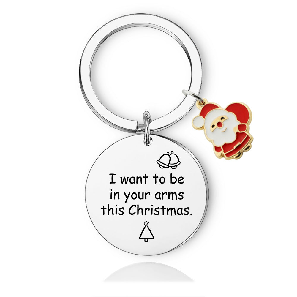 Wholesale Christmas Series Santa Claus Stainless Steel Keychain