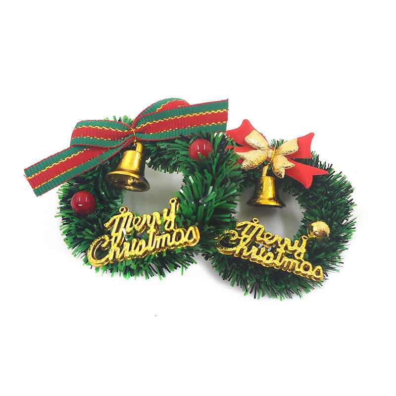 Wholesale 1:12 Mini Christmas Wreath with Bells Shiny Model